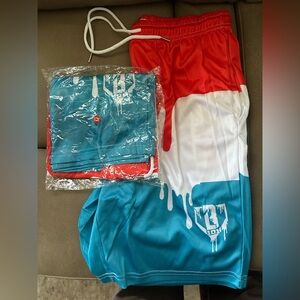 Vibrant Athletic Shorts for Men - Red, Blue, and White